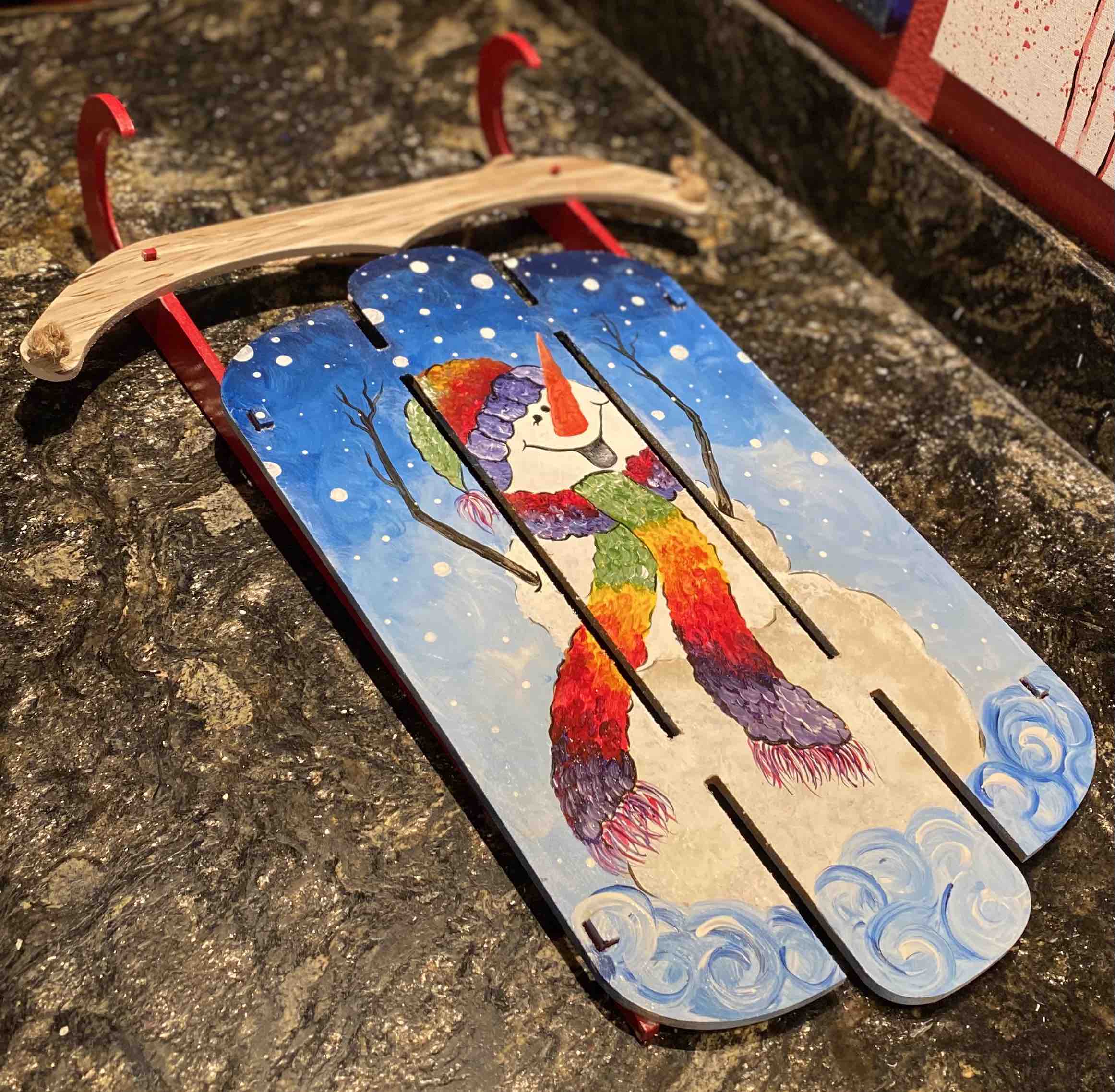 Snowman Sled Build and Paint